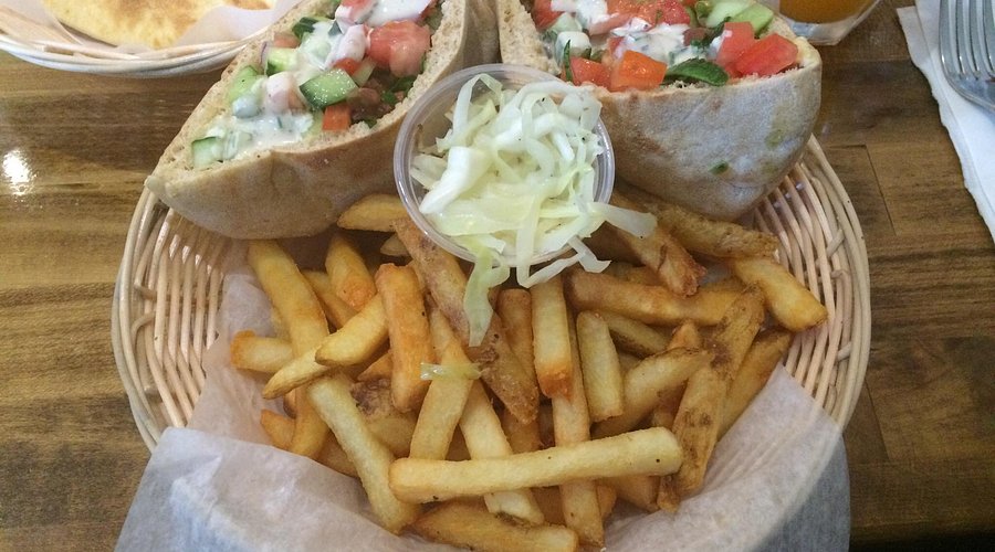 Hummus Place signature dishes Hummus Masabacha
Falafel Sandwich
Shakshuka
